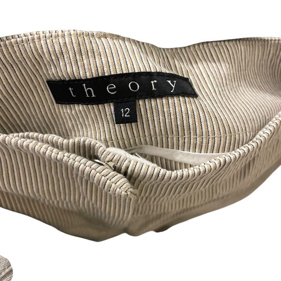 Theory Tan Cream Cotton Pinstripe Striped Bootcut Pants Style 60104224 Size 12 - Picture 2 of 7